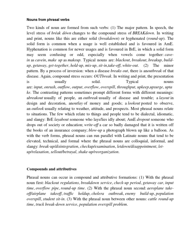 Phrasal Nouns from Verbs Explained | PDF | Syntax | Linguistic Typology