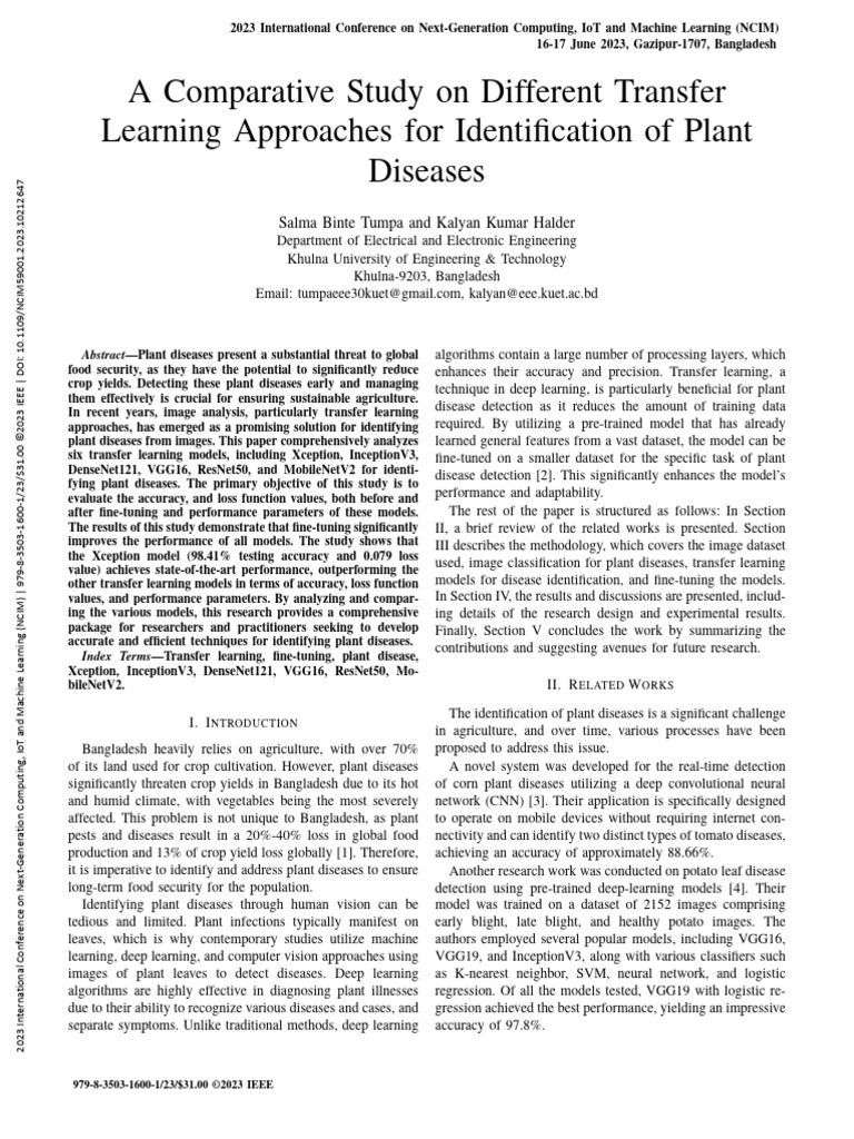Fine-Tuning Deep Learning for Plant Disease | PDF | Deep Learning ...