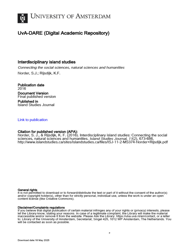 Interdisciplinary Island Studies Course | PDF | Social Sciences ...