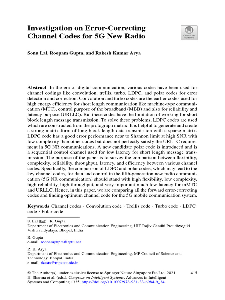 5G NR Error-Correcting Code Analysis | PDF | Low Density Parity Check ...