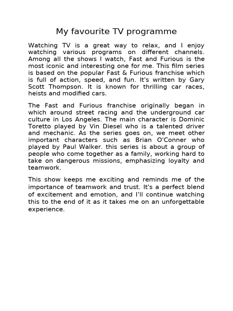 My Favourite TV Programme | PDF