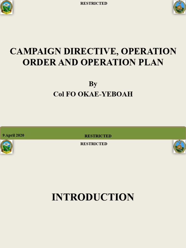 OPLAN Format and Details Overview | PDF | Intelligence, Surveillance ...