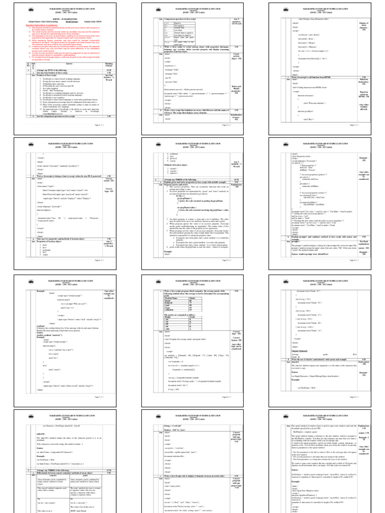 Model Answer Winter 2019 | PDF | Java Script | Computer Programming