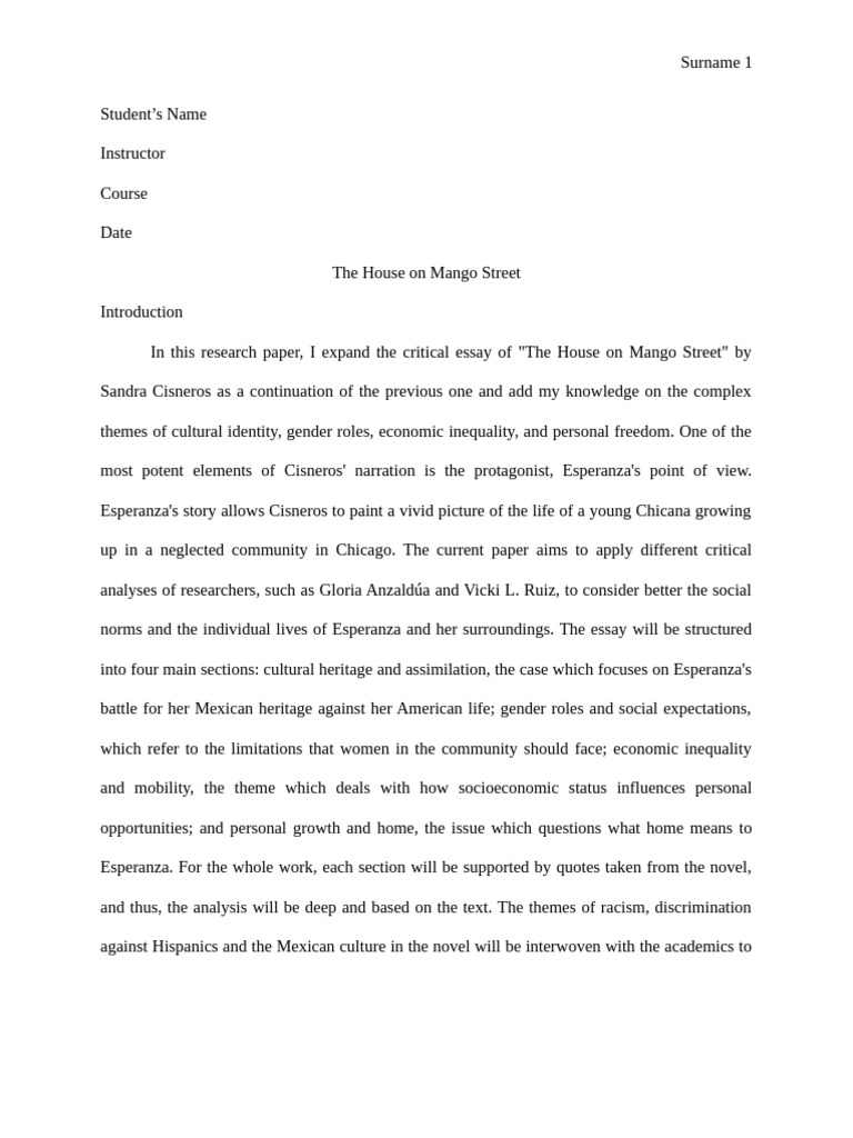 Analyzing Identity in The House on Mango Street | PDF