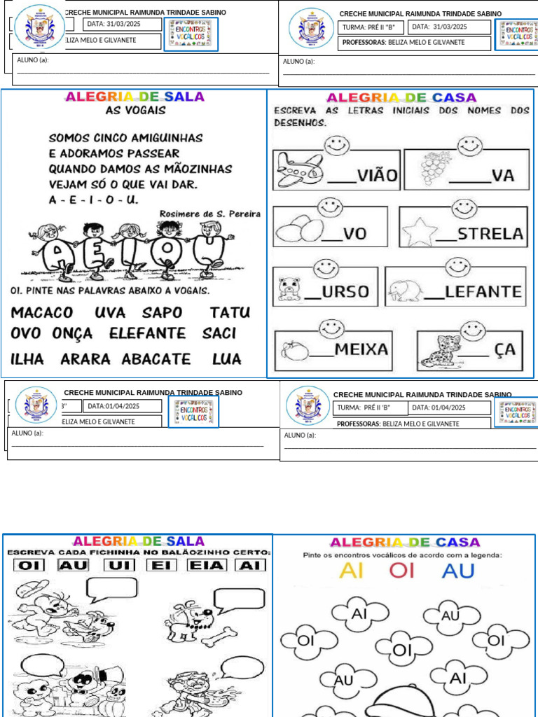 Atividades da Creche Raimunda Trindade | PDF