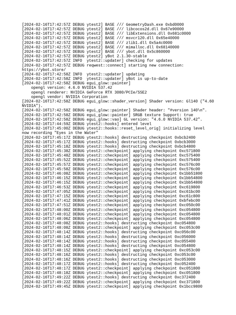 Geometry Dash yBot Debug Log | PDF | Ibm Pc Compatibles | 3 D Computer ...