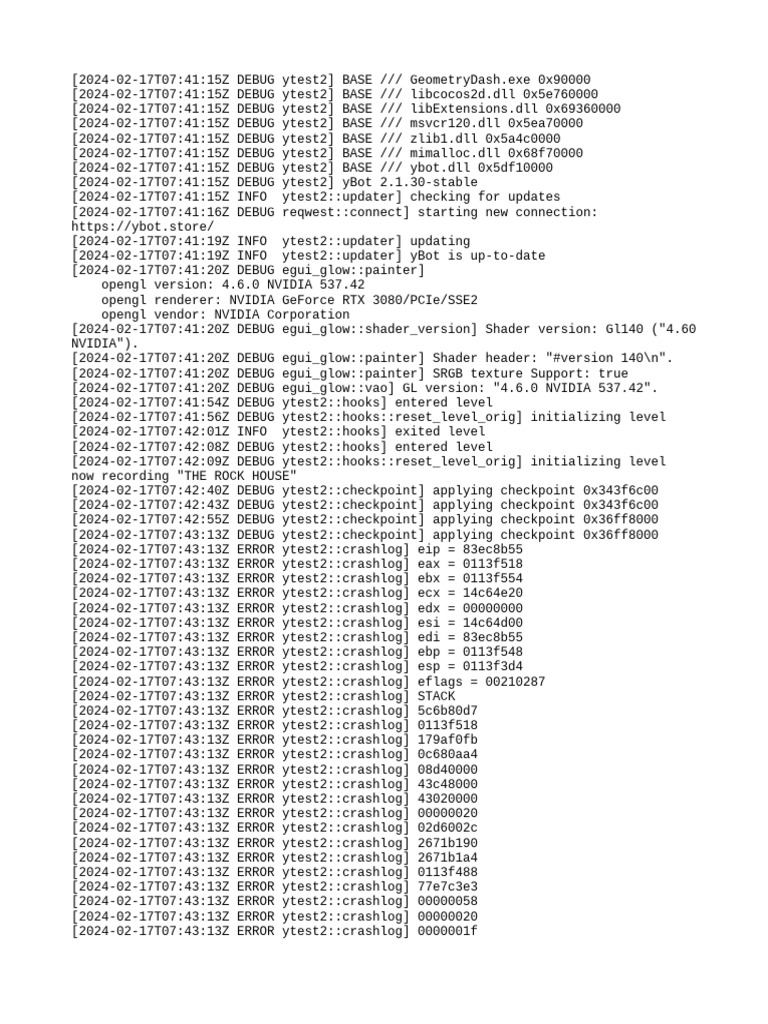 Geometry Dash Debug Log Analysis | PDF | Ibm Pc Compatibles | 3 D ...
