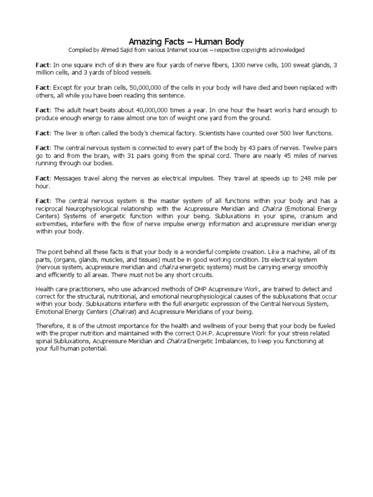 AMAZING FACTS FOR SCHOOL ASSEMBLY ABOUT HUMAN BODY PDF intelligence overview