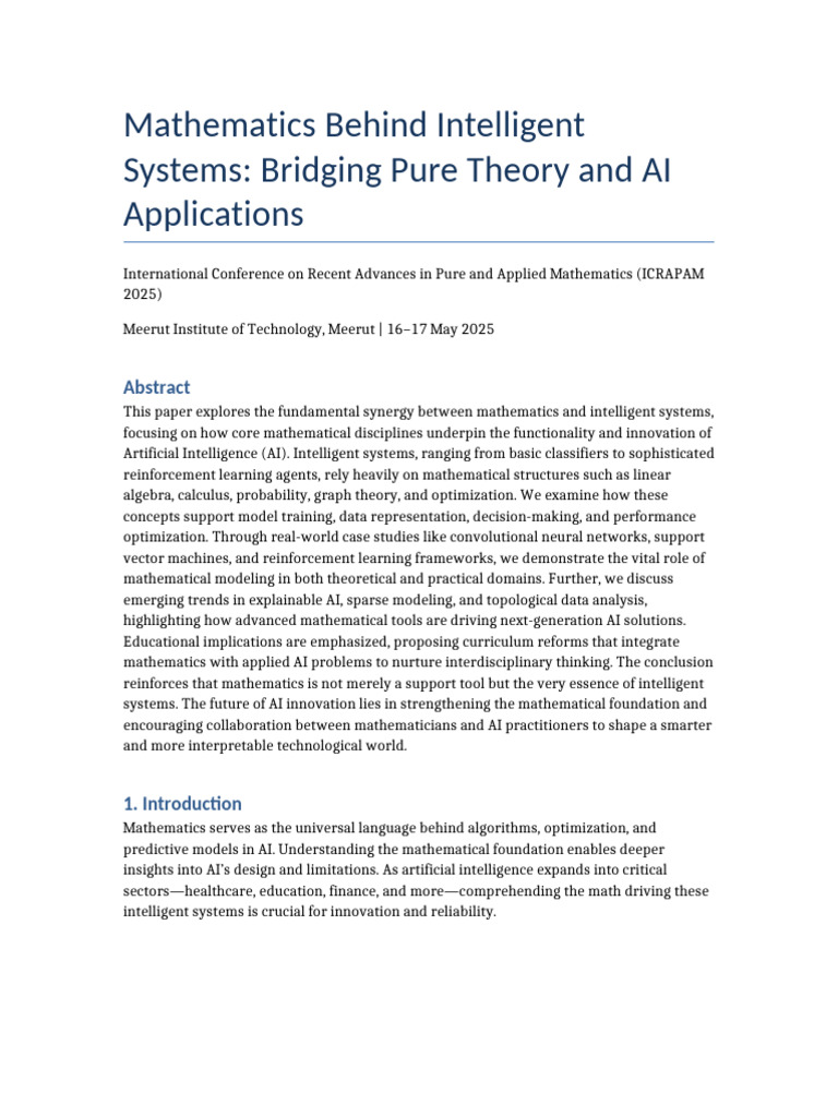 Mathematics in AI: Theory Meets Practice | PDF | Mathematics ...