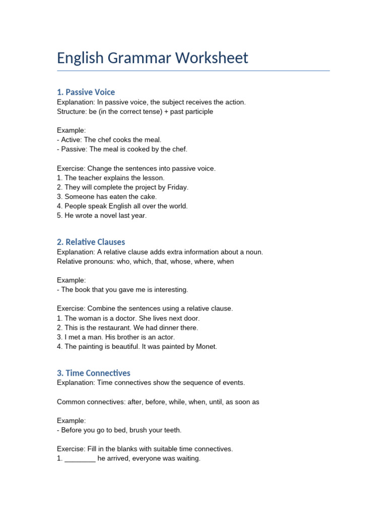 English Grammar Practice Worksheet | PDF | English Grammar | Verb