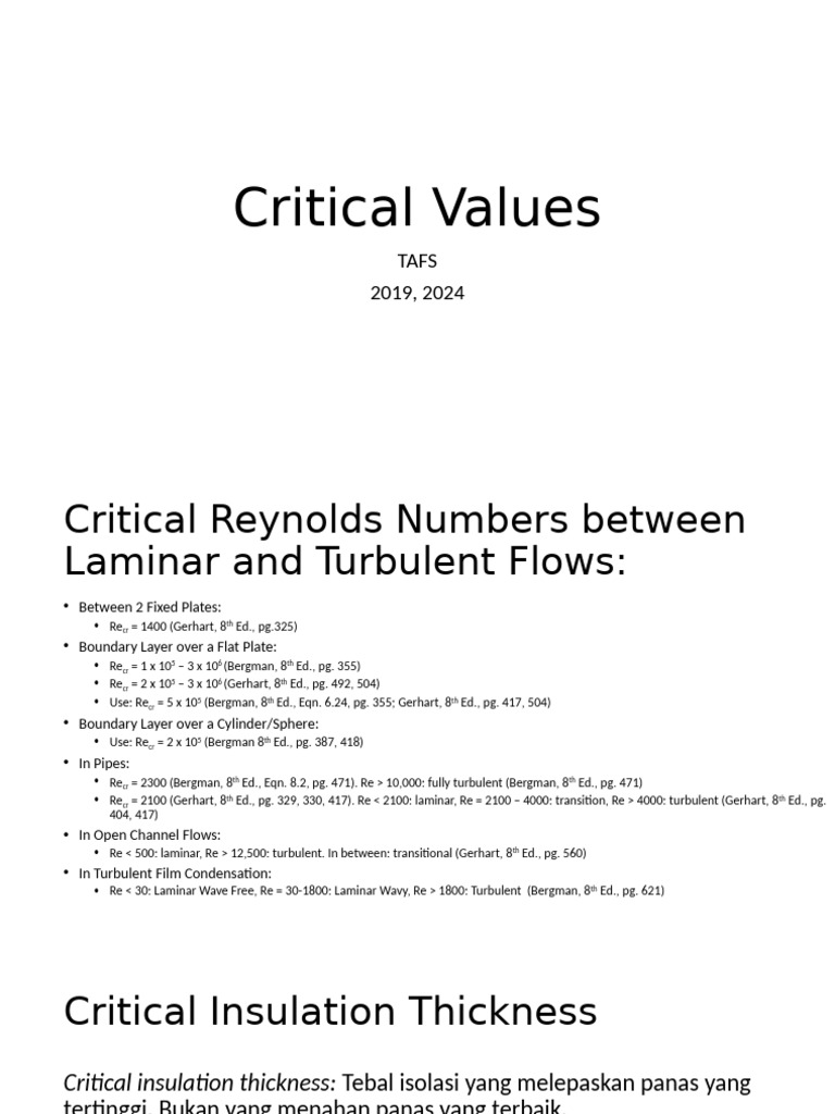 Critical Flow and Heat Transfer Values | PDF