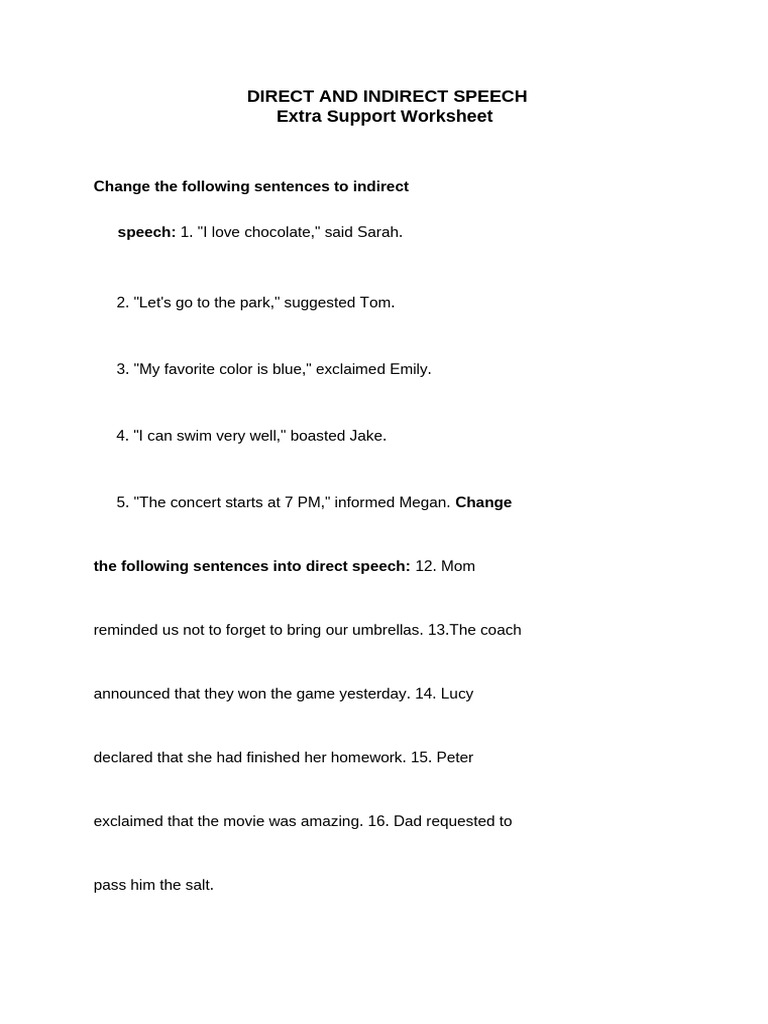 Direct and Indirect Speech | PDF
