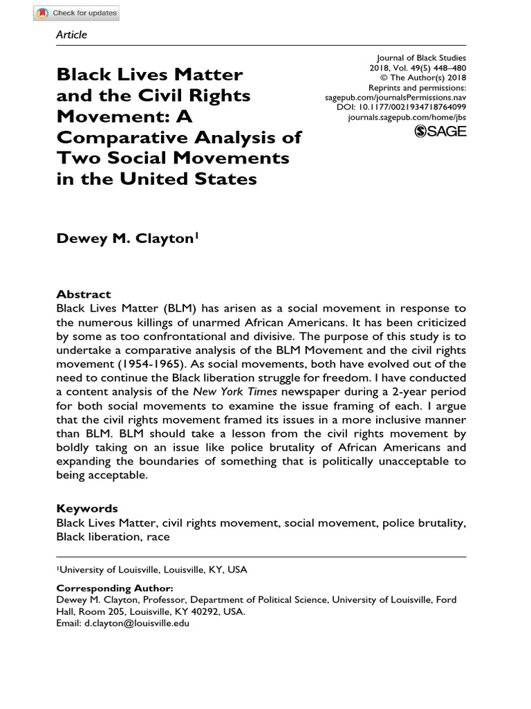 Clayton 2018 Black Lives Matter and The Civil Rights Movement A ...