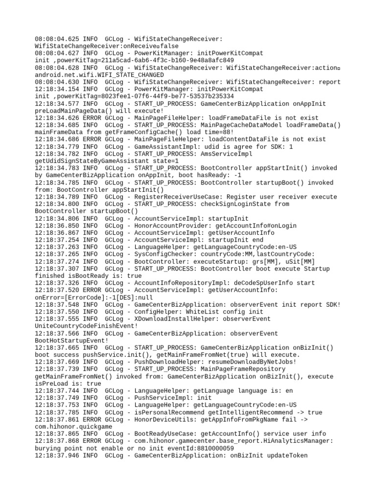 GameCenter Application Startup Logs | PDF | Computing | Software