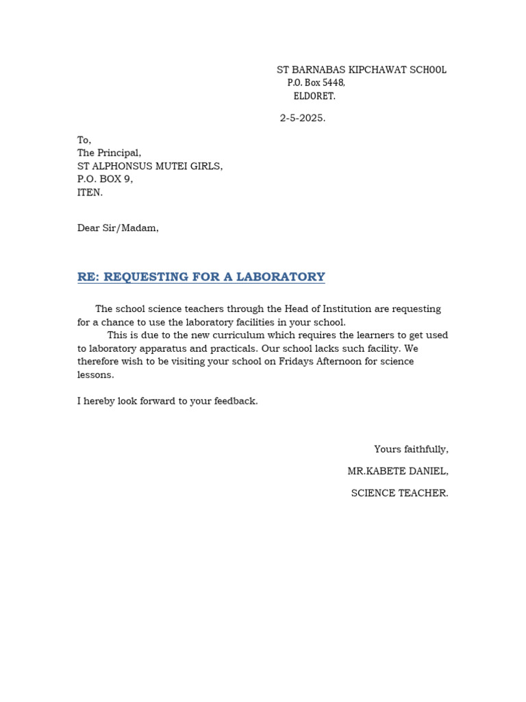 Request For Laboratory | PDF