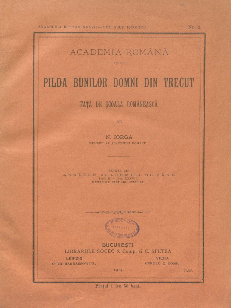 Iorga Pilda Bunilor Domni Din Trecut | PDF