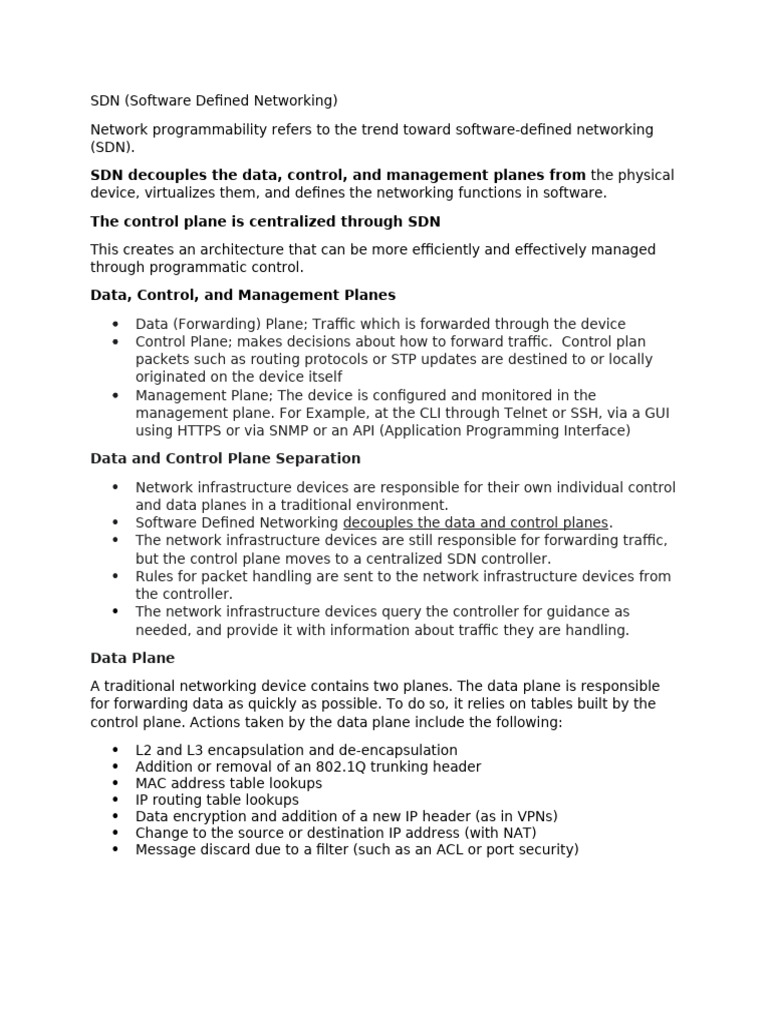 SDN: Decoupling Data and Control Planes | PDF | Computer Network ...
