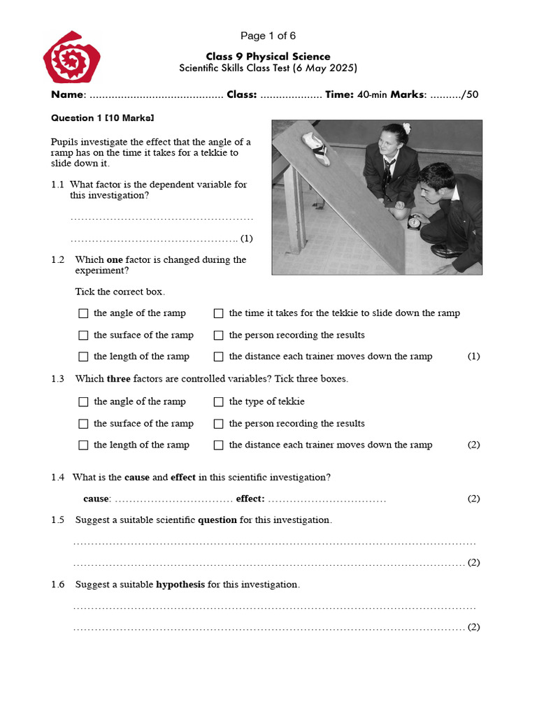 Grade 9 Scientific Skills Assessment | PDF | Magnesium