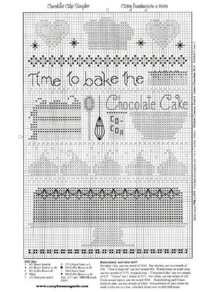 Chocolate Cake Cross Stitch Pattern | PDF