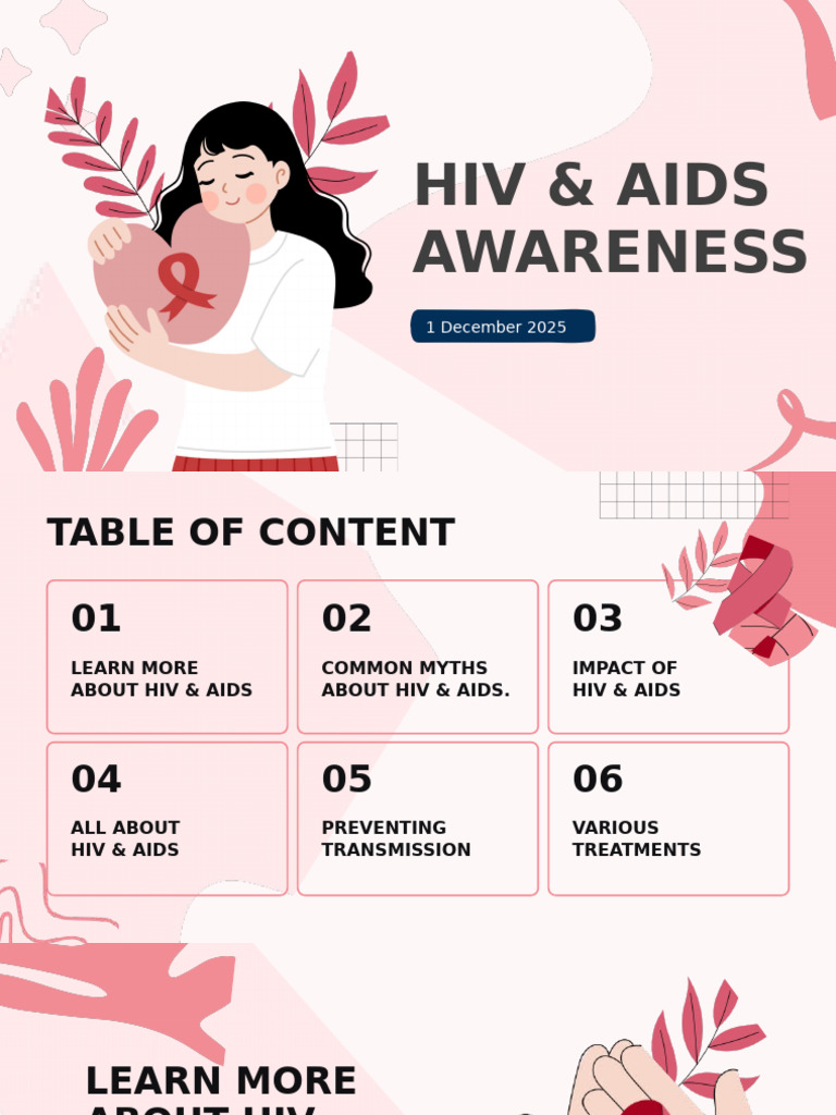 Red Pink Illustration HIV & Aids Awareness Presentation | PDF | Hiv ...