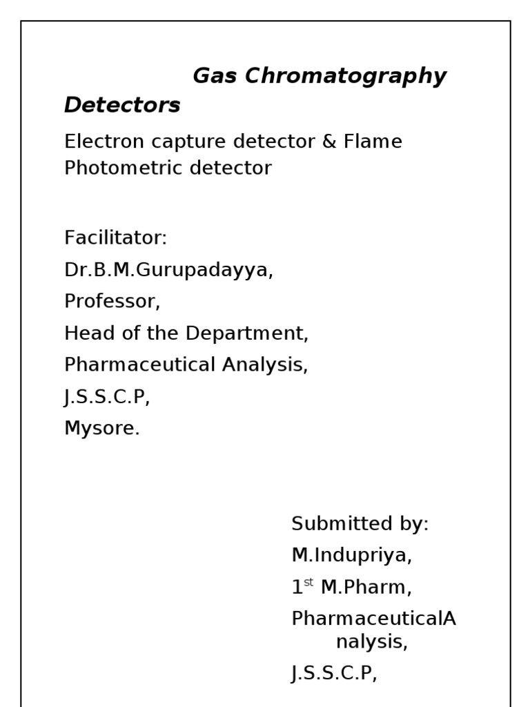 Detectors Gas Chromatography PDF Gas Chromatography Electron
