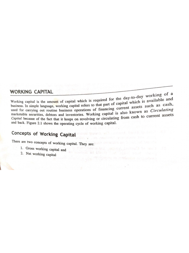 Working Capital Notes | PDF