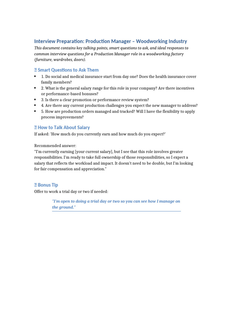 Production Manager Interview Prep Guide | PDF