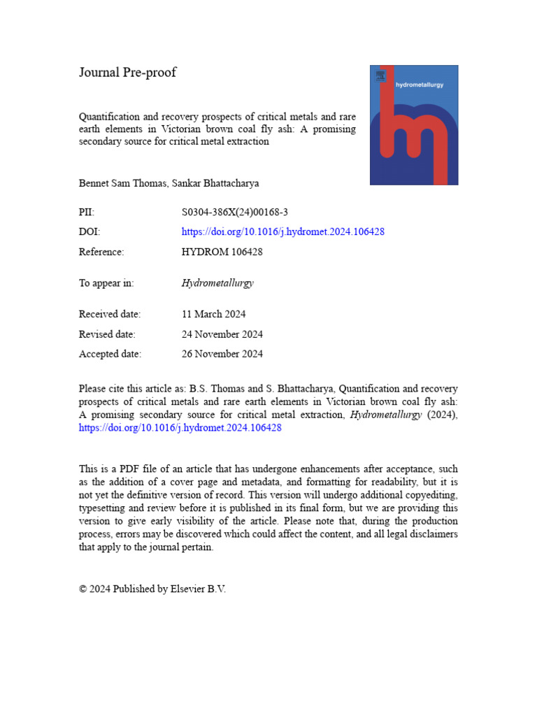 Critical Metals in Victorian Fly Ash | PDF | Coal | Iron