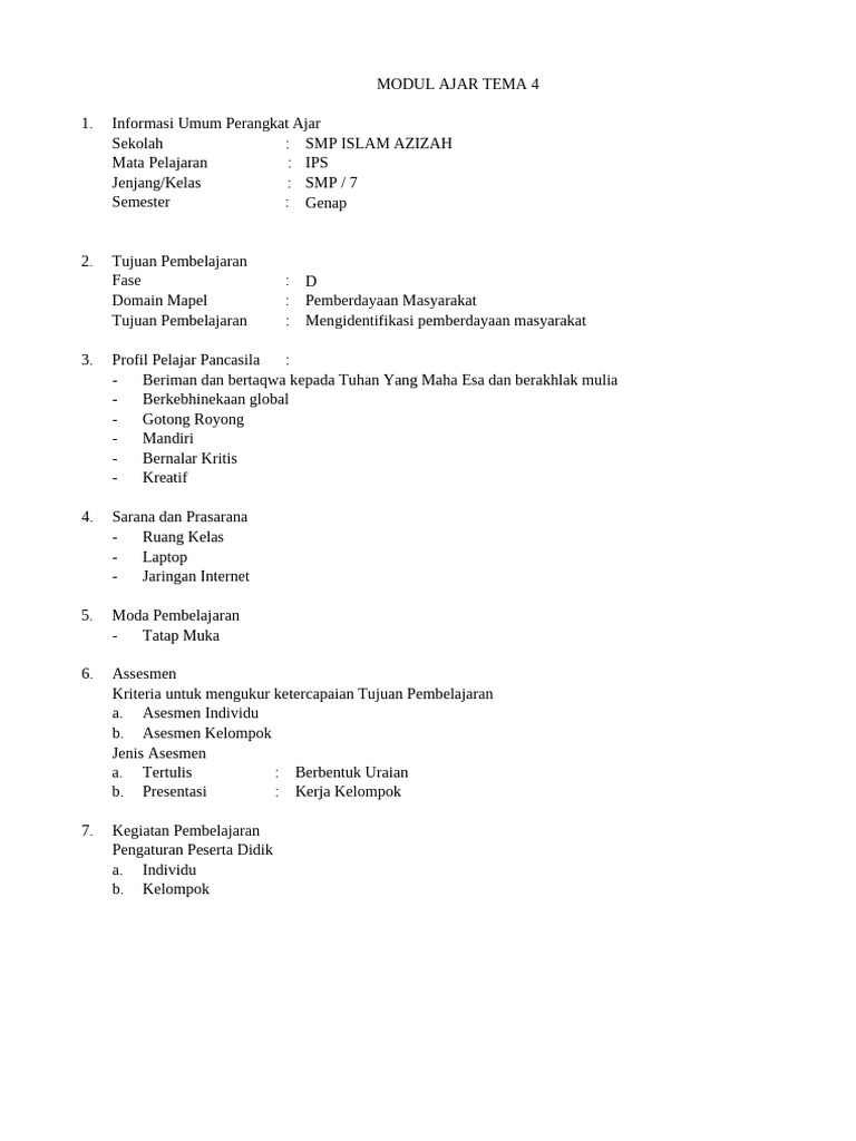 Modul Ajar Tema 4 Pdf