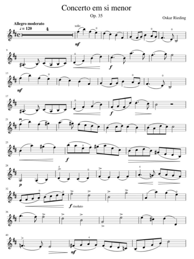 1° Movimento Do Concerto em Si Menor de O.Rieding | PDF