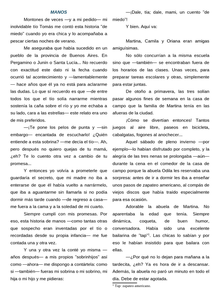 Manos: Cuento de Terror Infantil | PDF