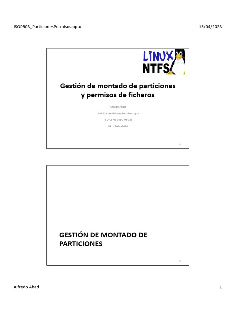 Gestión de Particiones y Permisos en Linux | PDF | Archivo de ...