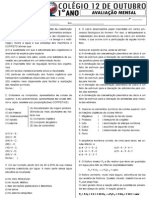 AV DE BIOLOGIA 1º ANO - BIOQUÍMICA INORGÂNICA