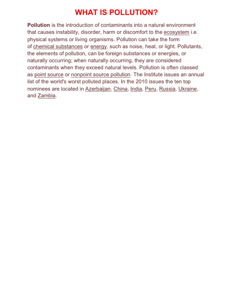 What Is Pollution | PDF