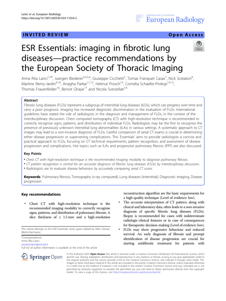Imaging Guidelines for Fibrotic Lung Diseases | PDF | Ct Scan | Radiology