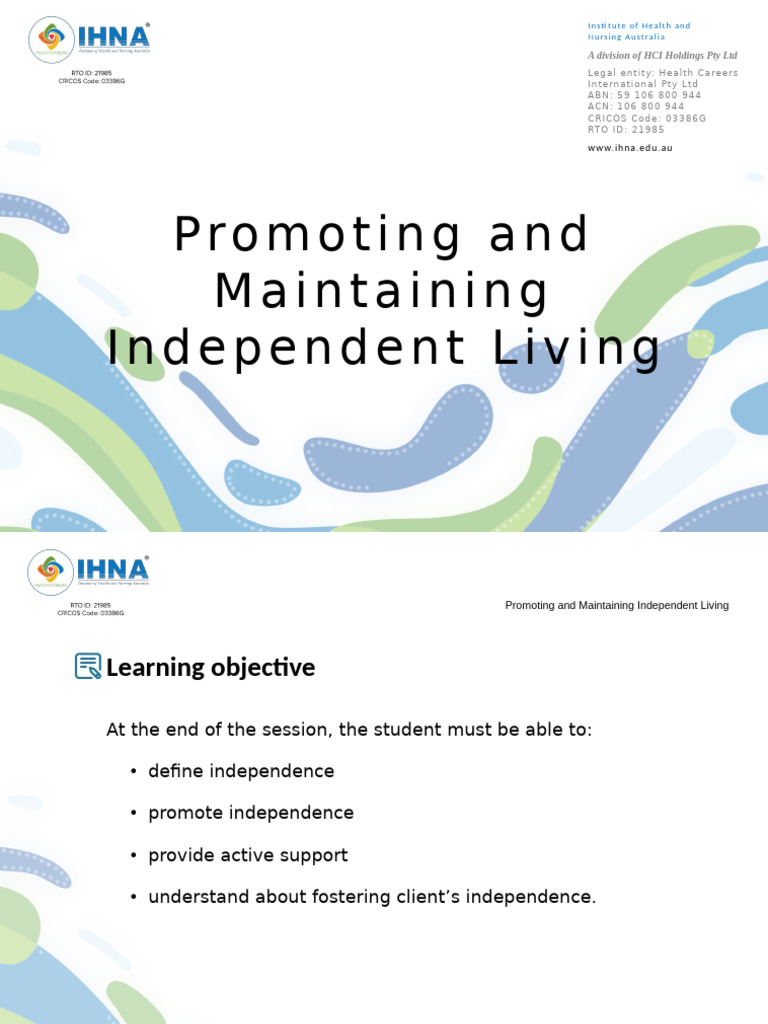 6.promoting and Maintaining Independent Living | PDF | Disability ...