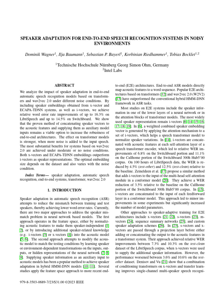 Speaker Adaptation For End-To-End Speech Recognition Systems in Noisy ...