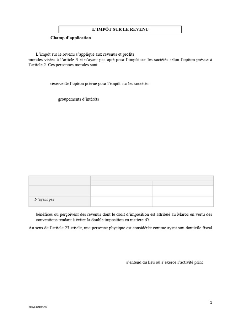 Impôt sur le revenu : règles et exonérations | PDF | Impôt sur le ...