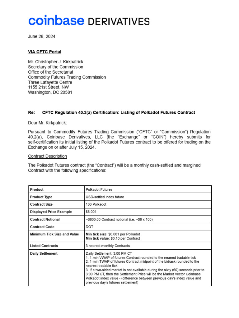 2024-32 Listing of DOT Futures | PDF | Futures Contract | Market (Economics)