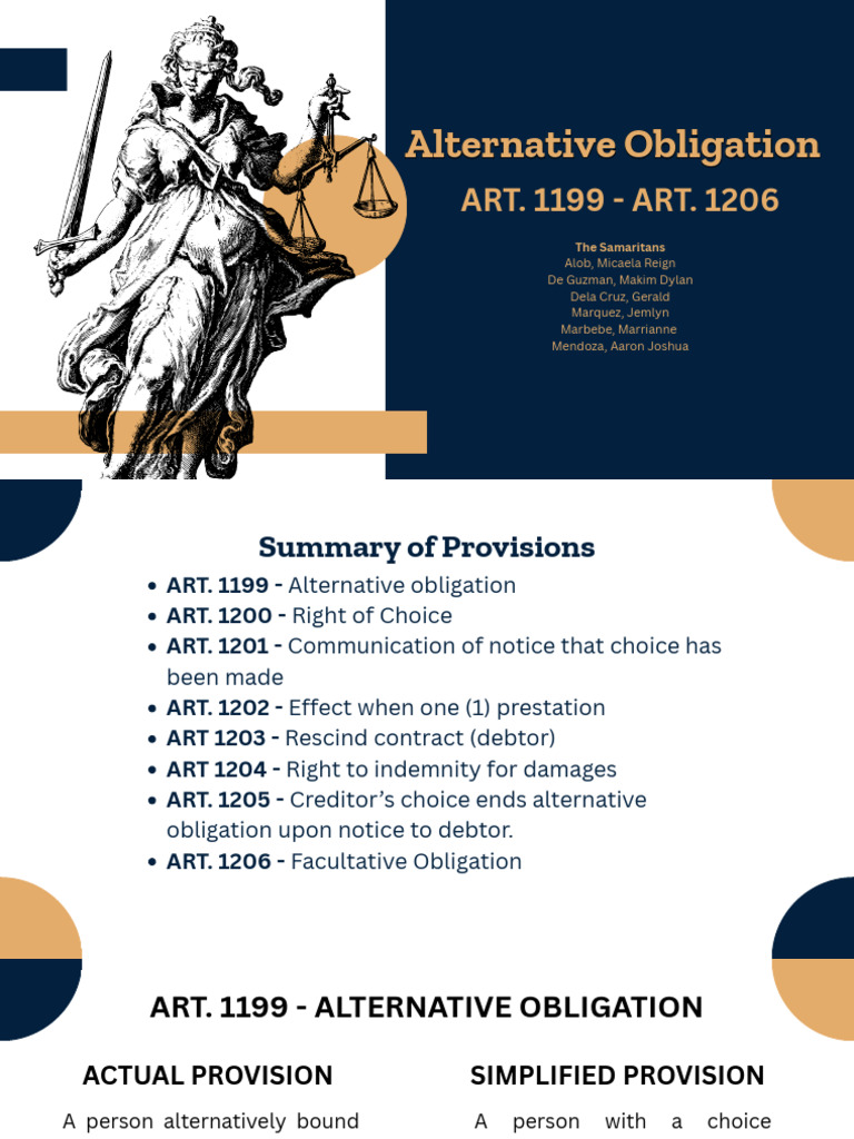 Understanding Alternative Obligations | PDF | Creditor | Indemnity
