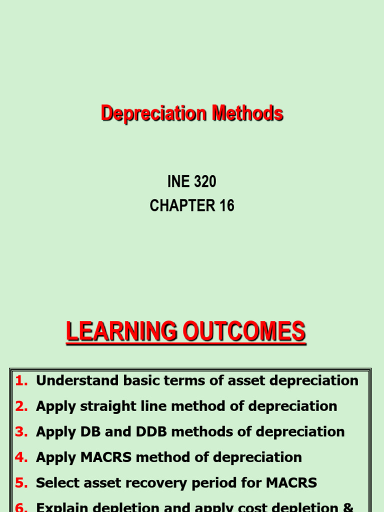 INE 320 Chapter 16 F23 | PDF | Depreciation | Book Value