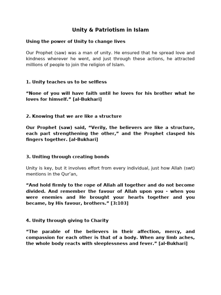Unity & Patriotism - Reading Material | PDF