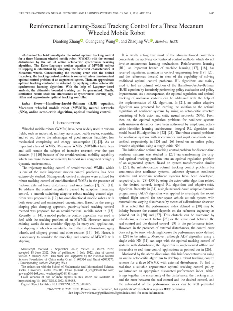 Reinforcement Learning-Based Tracking Control For A Three Mecanum ...