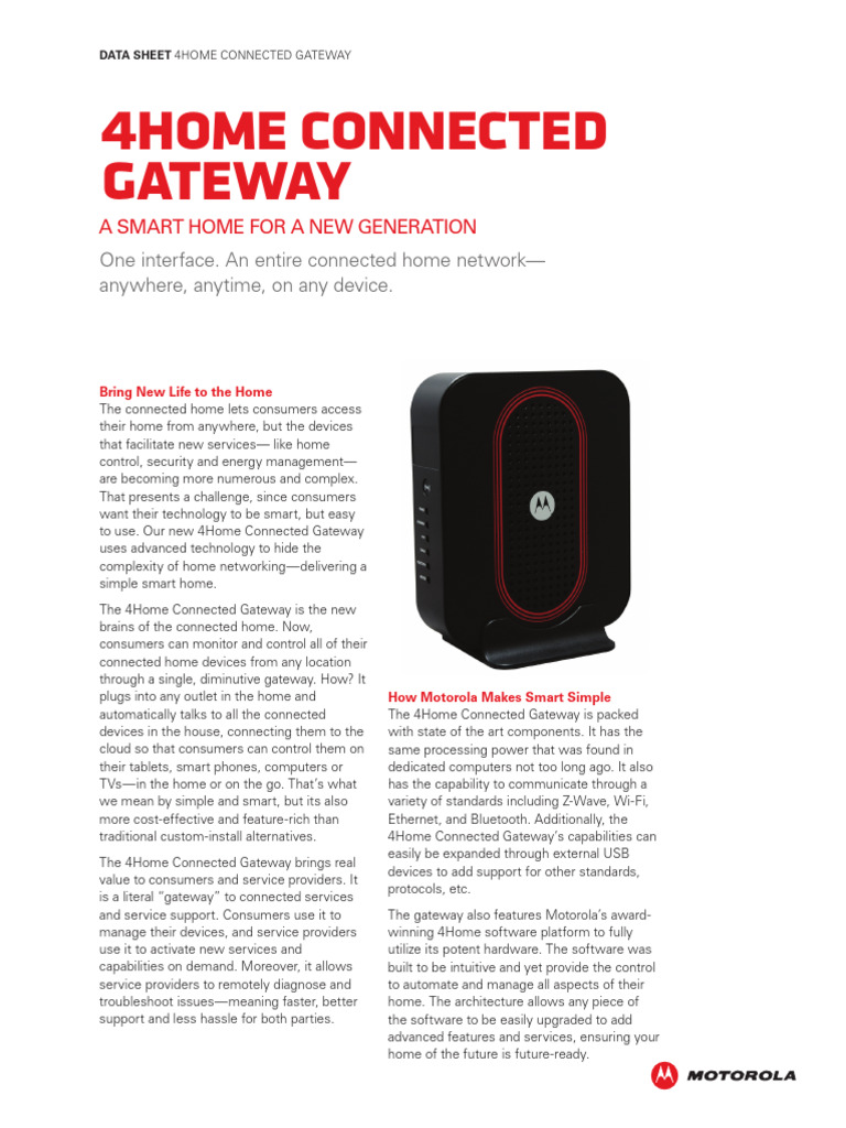 4home Connected Gateway - Datasheet | PDF | Home Automation | Computer ...