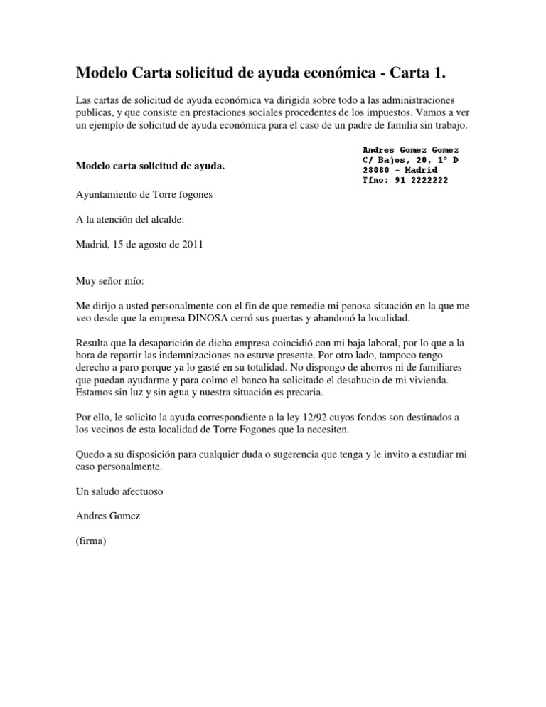 Como Hacer Una Carta Para Solicitar Ayuda De Vivienda