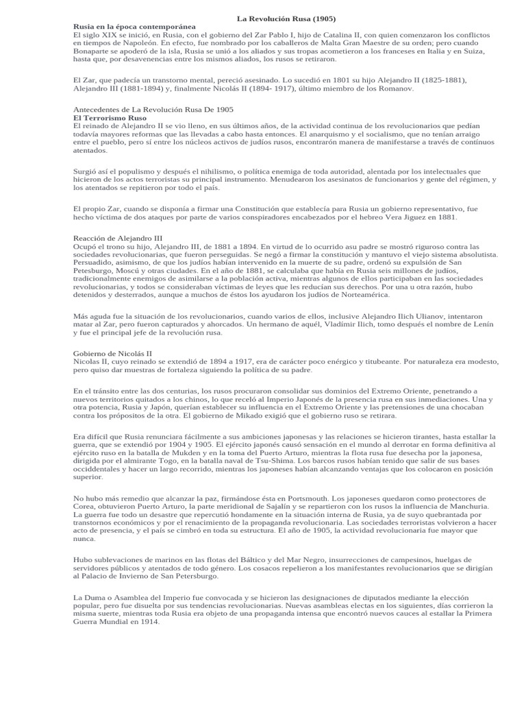 La Revolución Rusa | PDF | Imperio ruso | revolución rusa