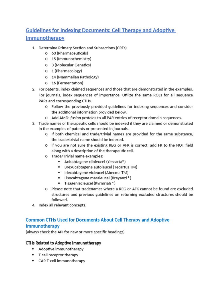 Indexing Guidelines for Cell Therapy | PDF | Antigen | Stem Cell