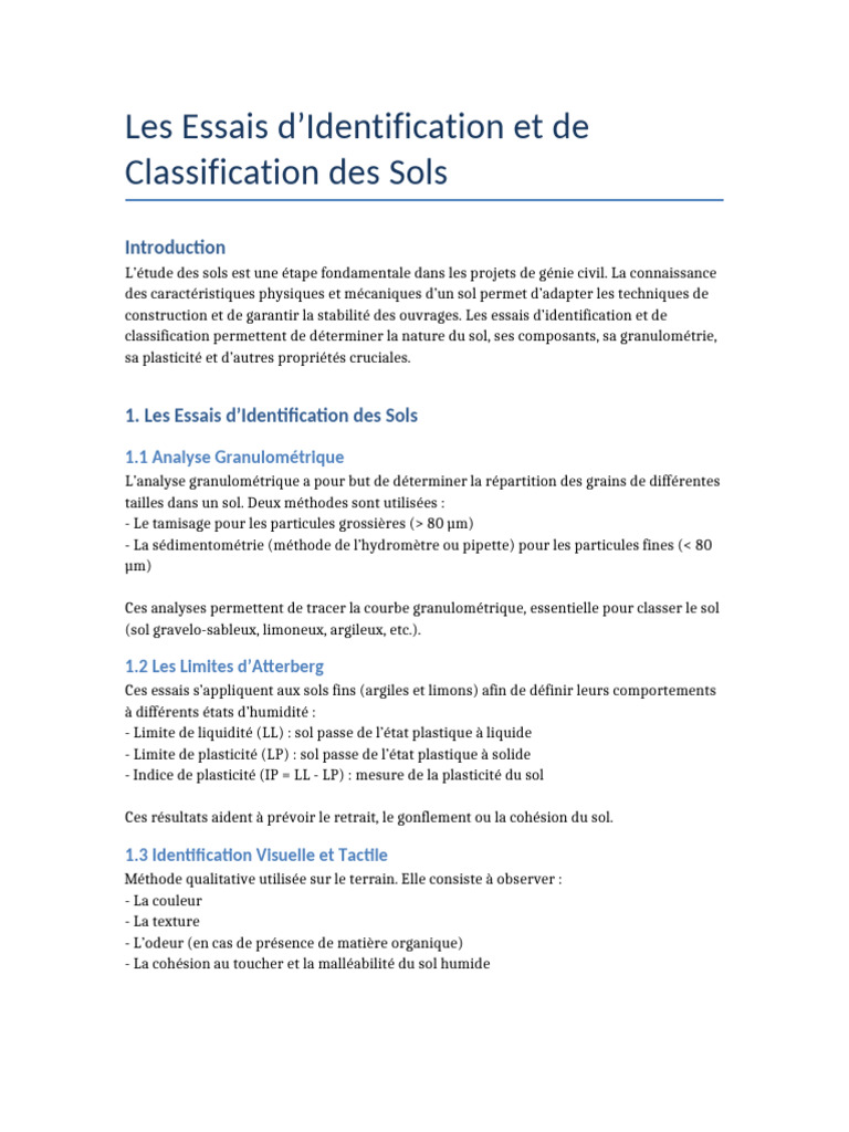 Essais d'Identification des Sols | PDF | Sciences physiques | Physique ...