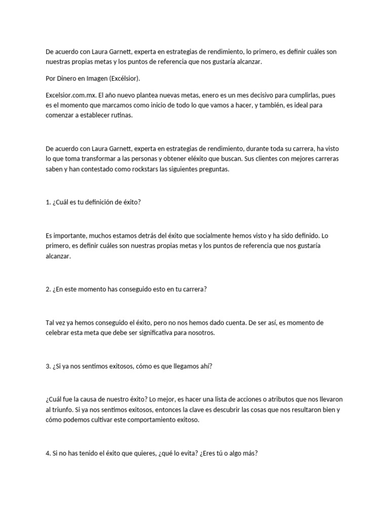 10 Preguntas Que Hay Que Hacerse para Saber Si Quiere Ser Exitoso | PDF ...