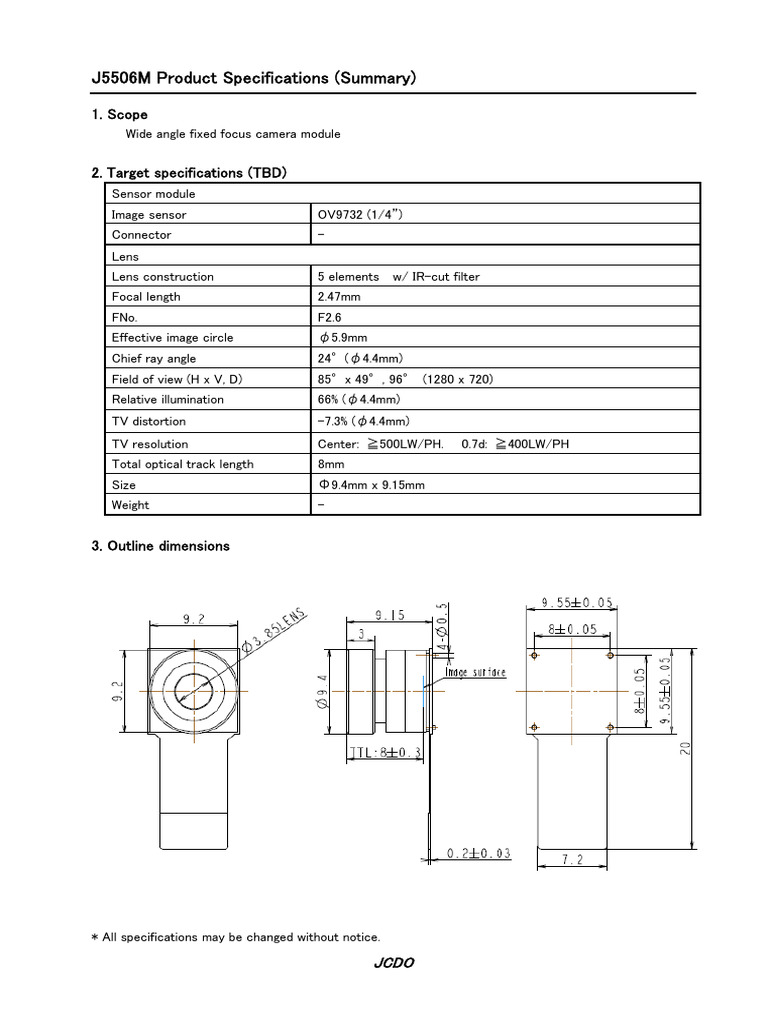 J5506MSpec Summary 160507 | PDF